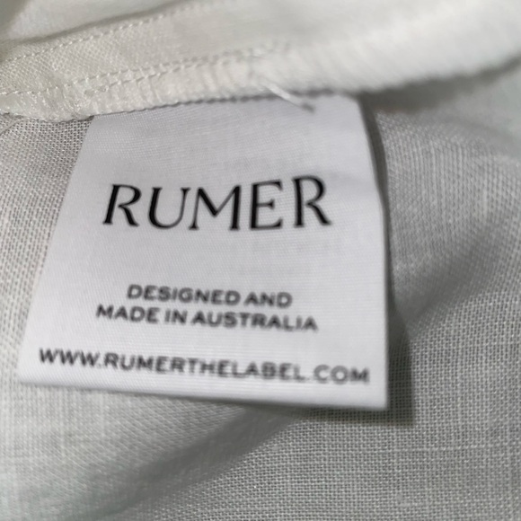 RUMER the Label LouLou High Waisted 100% Linen White Shorts Pockets Size 4 - Picture 13 of 13